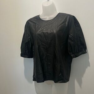 Who What Wear Black Puff Sleeve Blouse